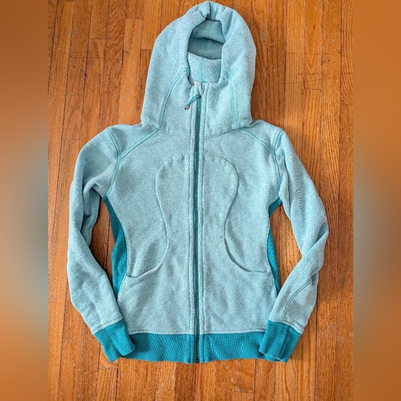 LULULEMON athletica Light Blue and Teal Zip-Up Jacket On The Daily Hoodie 4 - Picture 4 of 9